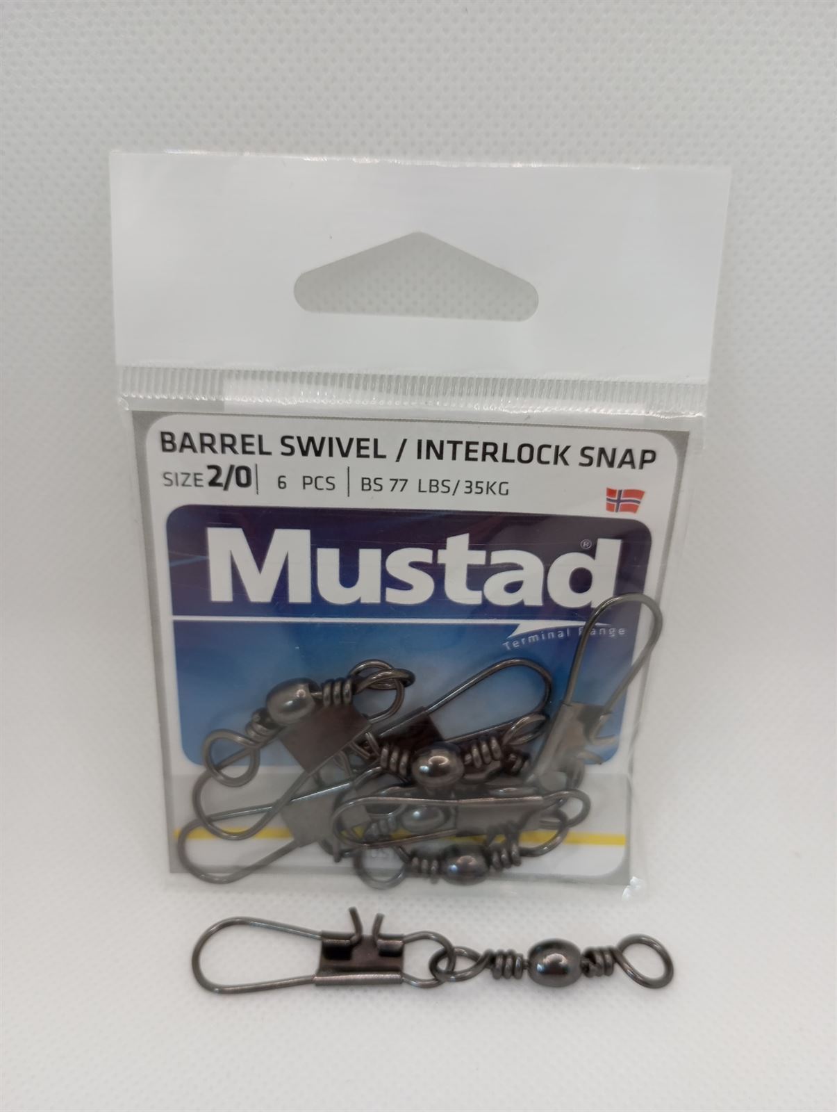 EMERILLON BARRIL CON IMPERDIBLE  DE MUSTAD - Imagen 1